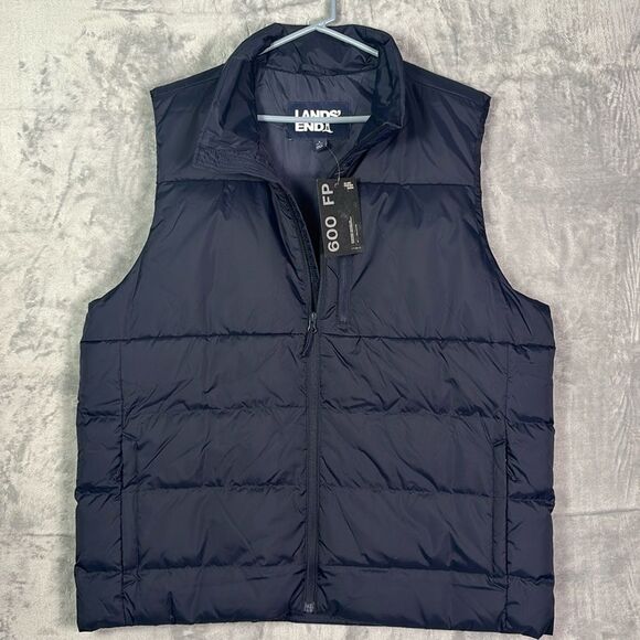 NWT New Lands’ End Navy Puffer Traceable Down 600 FP Size Large 42-44 - Picture 1 of 9